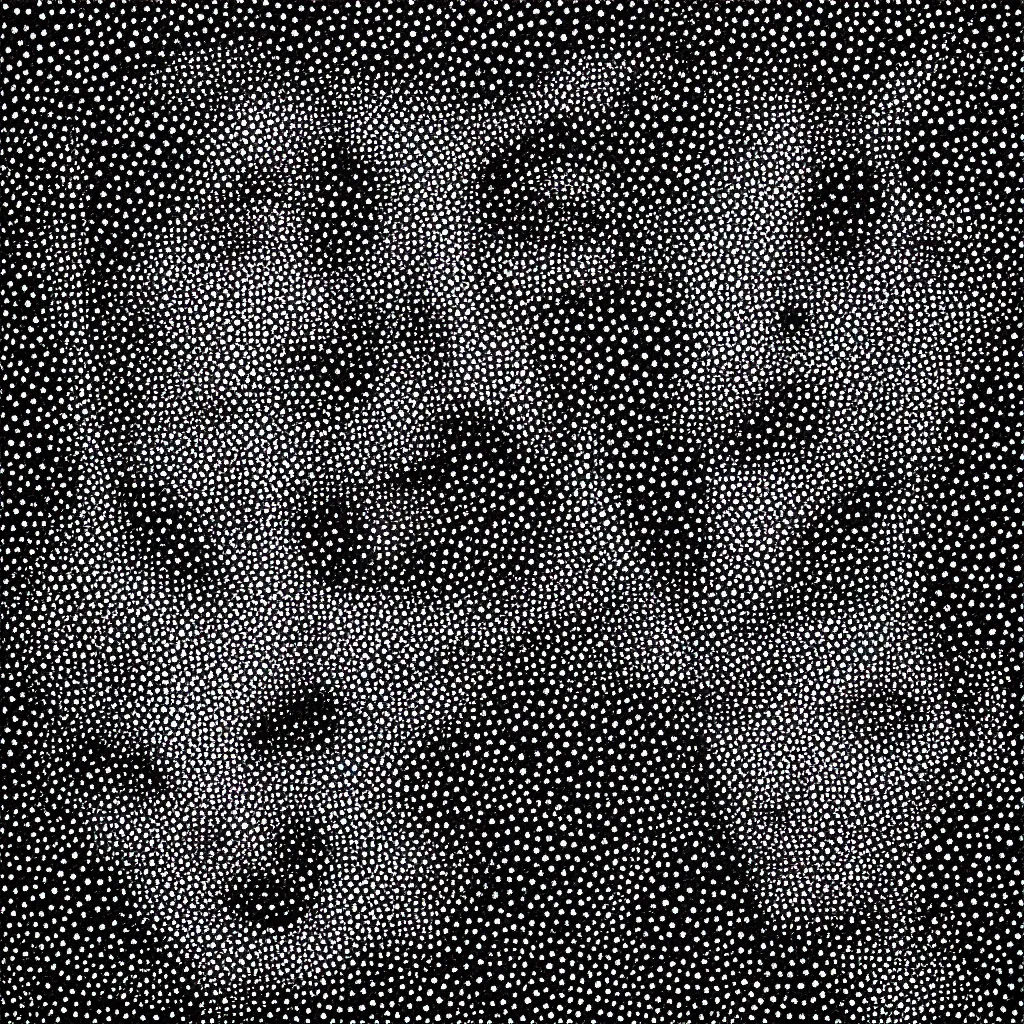 Image similar to face made out of planet, faceless people dark, dots, drip, stipple, pointillism, technical, abstract, minimal, style of francis bacon, asymmetry, pulled apart, cloak, hooded figure, made of dots, abstract, balaclava