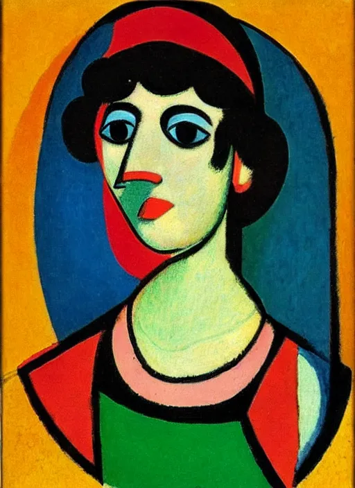 Image similar to a portrait of a pretty sewer punk young lady by alexej von jawlensky