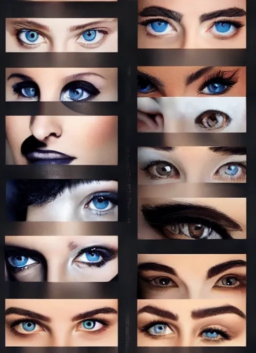 Image similar to style sheets, portraits of stunningly beautiful eyes, 🩹 🩹 🩹