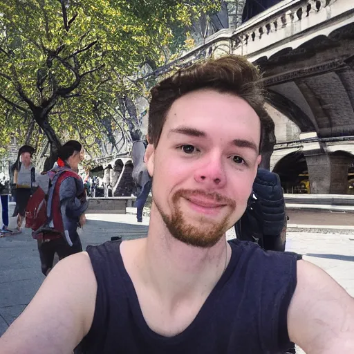 Prompt: artist yeat, noah olivier smith taking a selfie at budapest. realistic