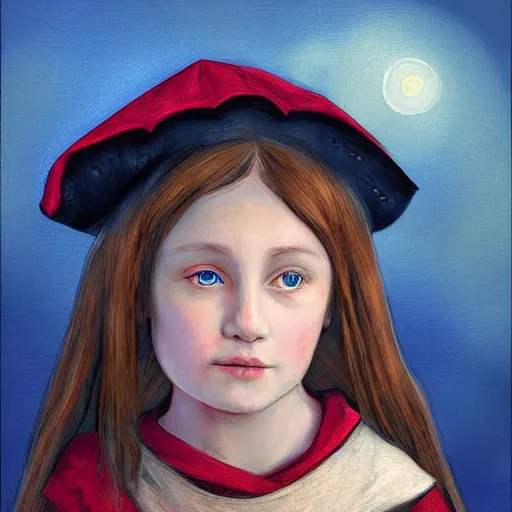 Image similar to portrait of a medieval child girl on a horse, digital art, detailed