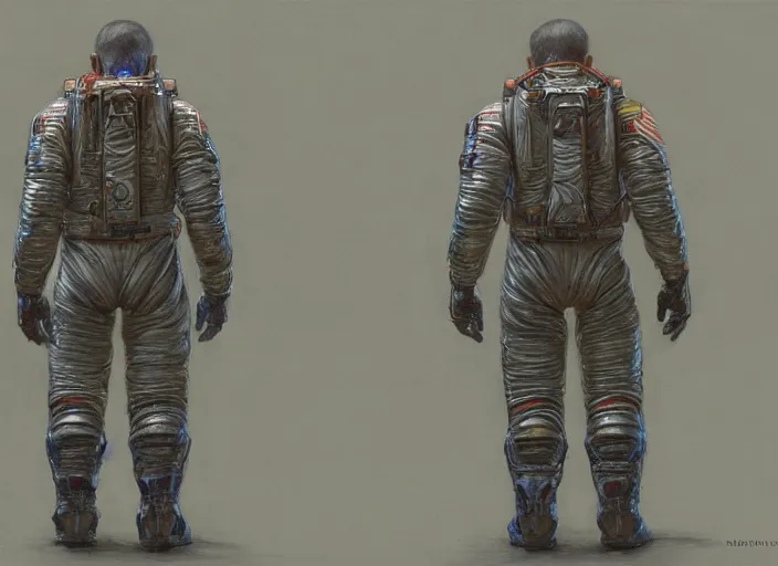 Image similar to Character front and back view of Astronaut by Donato Giancola, Trending on artstation and pixiv