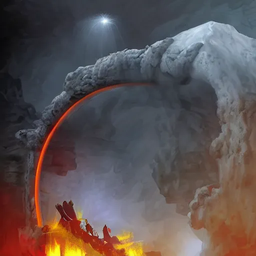 Prompt: a portal to hell being created by tom cruise, digital art