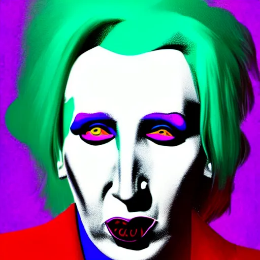 Image similar to an extremely psychedelic portrait of marilyn manson as andy warhol, surreal, lsd, face, detailed, intricate, elegant, lithe, highly detailed, digital painting, artstation, concept art, smooth, sharp focus, illustration