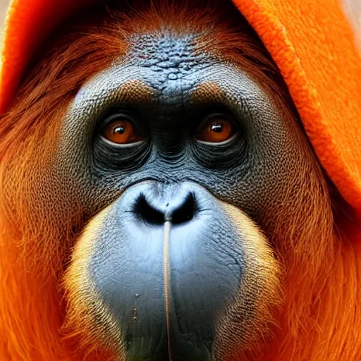 Image similar to Orange with Orangutan face