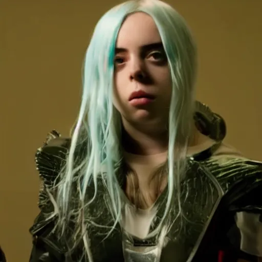 Prompt: billie eilish as a league of legends champion still shot from trailer