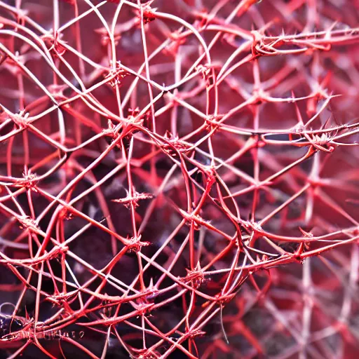 Prompt: photograph of a crown of thorns, red hues, award winning photography,40mm lens, shallow depth of field, split lighting