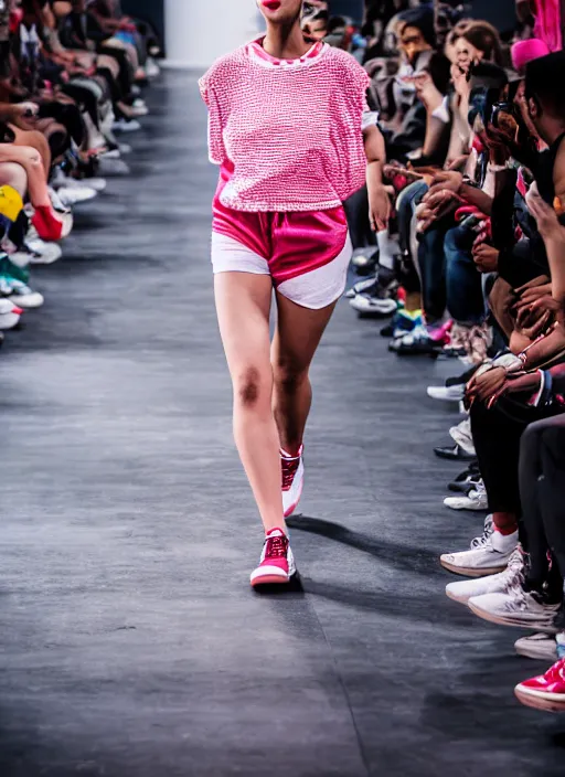 Image similar to hyperrealistic and heavy detailed air jordan runway show of lisa simpson, leica sl 2 5 0 mm, vivid color, high quality, high textured, real life