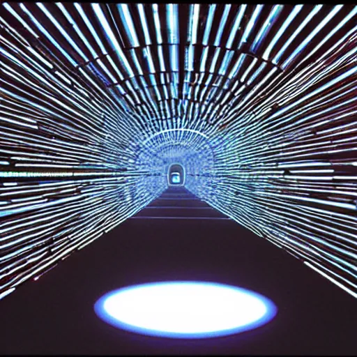 Prompt: 2001 a space odyssey light tunnel