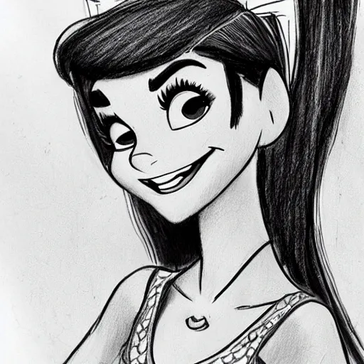 Image similar to milt kahl pencil sketch of victoria justice disney style