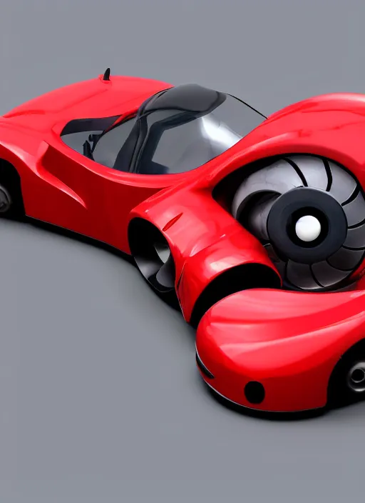 Image similar to 3 d render of spherical rolling vehicle for racing game. unreal engine.