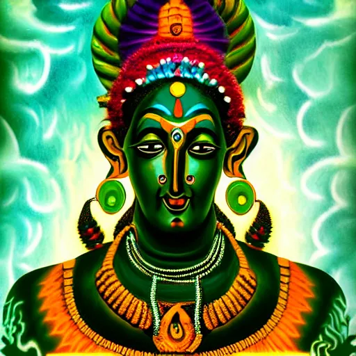 Image similar to lord shiv, potrait, trippy, colours, 4 k