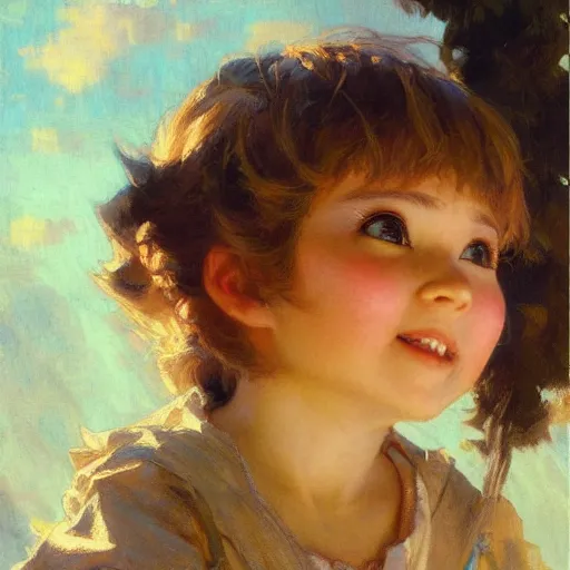 Prompt: a detailed portrait of an adorable anime child, smile coy, a painting by gaston bussiere, craig mullins, j. c. leyendecker