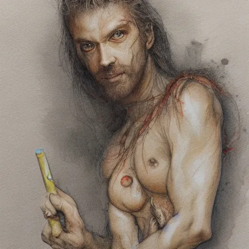 Image similar to Portrait Tosh.0 Vampire Plumber greg rutkowski jacques callot albrecht durer jen bartel gustav dore watercolor oil pastel 4k artstation wikiart wikipedia