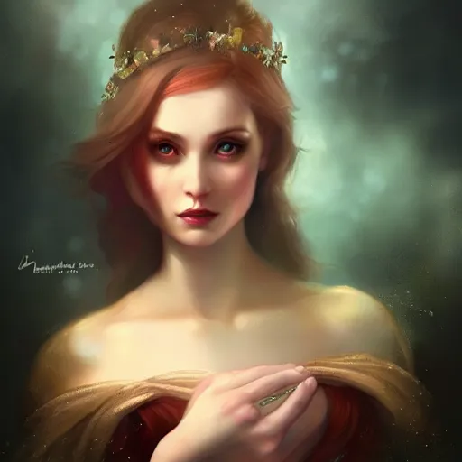 Image similar to cola goddess of bubbles character portrait, in the style of charlie bowater, tom bagshaw, and waterhouse, lean face, cinematic lighting, beautiful, elegant, oil painting, cinematic, portrait, raphaelite, headroom, headshot photograph