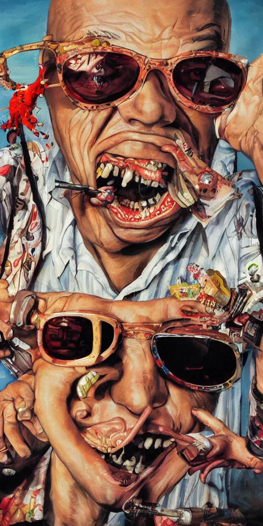 Image similar to oil painting scene from Fear an loathing in las vegas movie art by kim jung gi