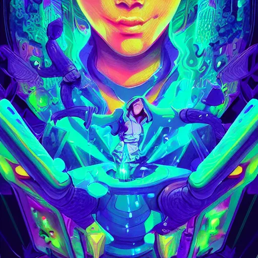 Image similar to skill magic geek inside matrix deepdream radiating a glowing aura stuff loot legends stylized digital illustration video game icon artstation lois van baarle, ilya kuvshinov, rossdraws,