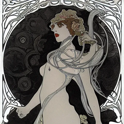 Image similar to lovecraftian villain by alphonse mucha