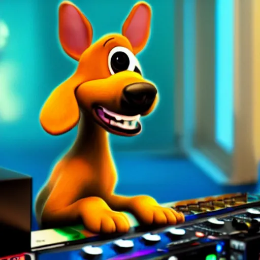 Image similar to puppy as a DJ, 8k, by Pixar