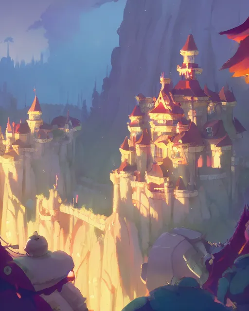 Image similar to fantasy castle, cory loftis, james gilleard, atey ghailan, makoto shinkai, goro fujita, studio ghibli, rim light, exquisite lighting, clear focus, very coherent, plain background, soft painting