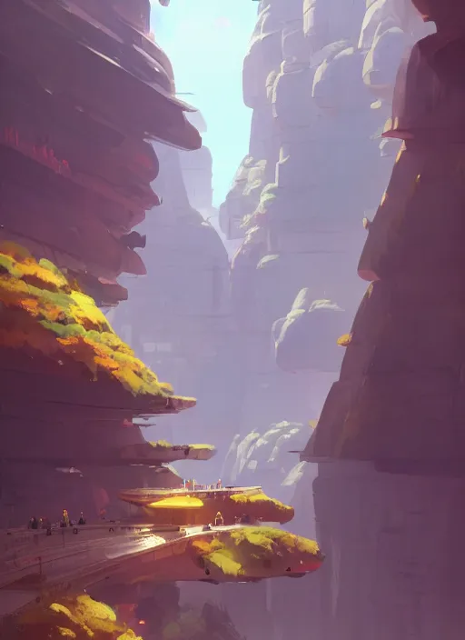 Image similar to canyon with giant entrance, nuclear powered, detailed, futuristic, cory loftis, james gilleard, atey ghailan, makoto shinkai, goro fujita, studio ghibli, rim light, exquisite lighting, clear focus, very coherent, plain background