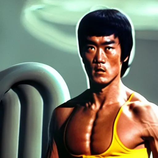 Image similar to bruce lee as a jedi in star wars episode 3, 8k resolution, full HD, cinematic lighting, award winning, anatomically correct