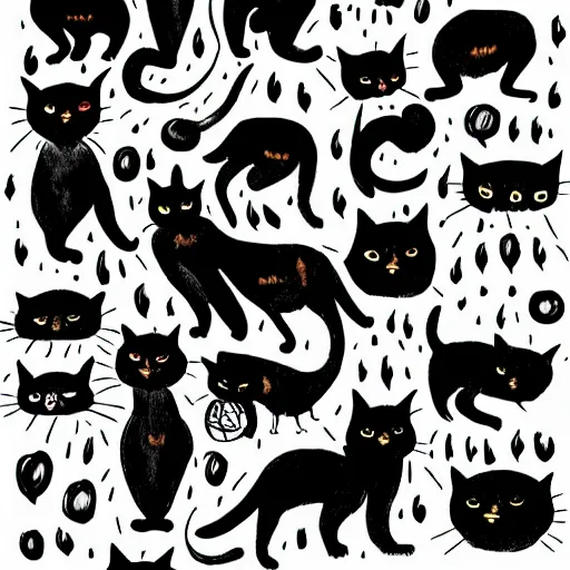 Image similar to black cats in a pack line art in the style of “ al columbia ”