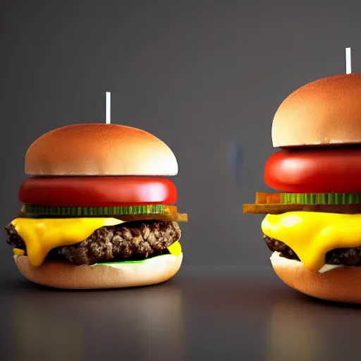 Image similar to a cat / burger hybrid, with fries, volumetric lighting, 4 k