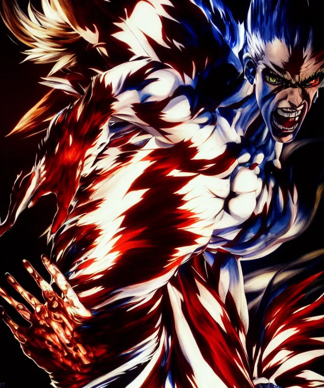 Prompt: garou!!!, awakened garou!!! collaborative painting by greg ruthowski, yoshikata amano, yoji shinkawa, highly detailed, complex, exquisite and beautiful, 4 k, 8 k, artstation