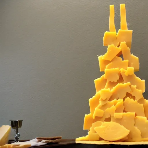 Prompt: the eiffel tower made out of cheese