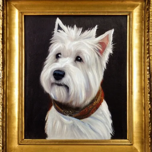 Prompt: a painting of a westie in the style of Rosa Bonheur