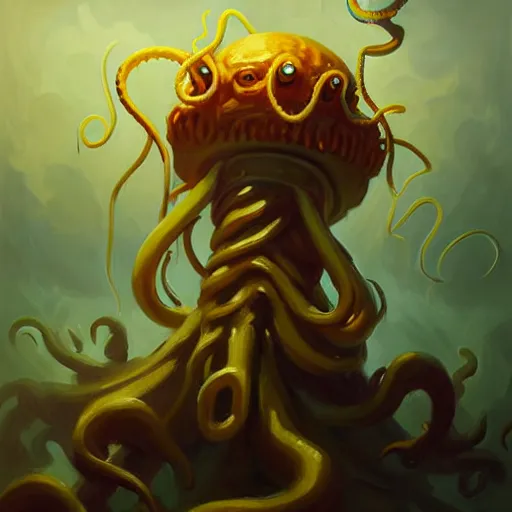 Image similar to portrait painting of cthulhu, bright and energetic, wild tentacles holding ice cream cones, render cinematic lighting art 1 9 2 0 period drama by bussiere rutkowski andreas rocha