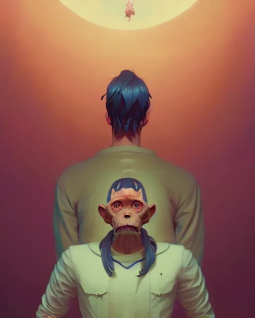 Prompt: highly detailed surreal vfx portrait of saint monkey boy iii, stephen bliss, unreal engine, greg rutkowski, loish, rhads, beeple, makoto shinkai and lois van baarle, ilya kuvshinov, rossdraws, tom bagshaw, alphonse mucha,