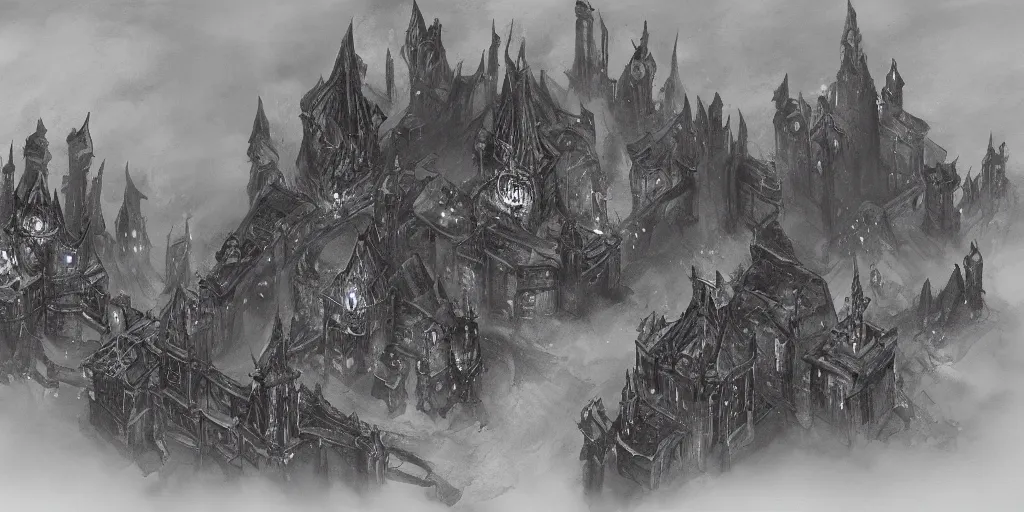 Image similar to a black citadel in the underdark, concept art, dnd underdark