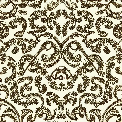 Prompt: an intricately repeating pattern of the letters G and M in the style of a floral 1960s wallpaper
