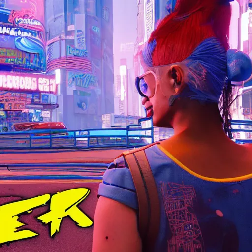 Image similar to Smurfette in cyberpunk 2077 unreal engine 5 8k hyperdetailed