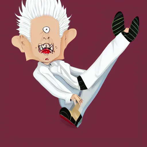 Prompt: Full picture of a white hair dracula wearing Dr. Martens shoes