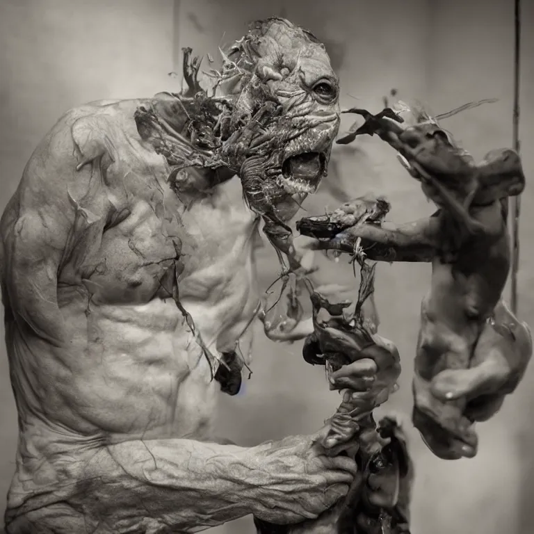 Image similar to laboratory miniature creature in pain and anger and revange by Christopher Soukup, David Fincher, Dan Witz, Gregory Crewdson, Huleeb, Lee Griggs, Mike Nash, Paul Chadeisson, Stephen Shore, sideshow collectibles, Terry Richardson, Vitaly Bulgarov