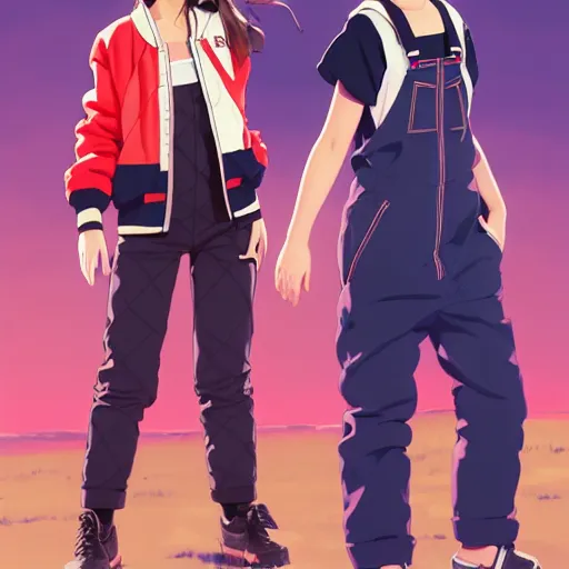 Prompt: a beautiful boyish natalie portman gravure model, wearing oversized mayan bomber jacket and leotard with overalls, bulky poofy bomber jacket with mesoamerican patterns, mesoamerican street fashion, gapmoe yandere grimdark, trending on pixiv fanbox, painted by greg rutkowski makoto shinkai takashi takeuchi studio ghibli, akihiko yoshida