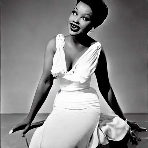 Image similar to a clear kodachrome photo of a beautiful 1 9 5 0 s black actress posing elegantly