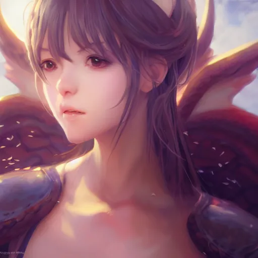 Prompt: an oil painting of a beautiful anime girl with dragon wings, by artgerm, wlop and greg rutkowski, hd, hdr, ue 5, ue 6, unreal engine 5, cinematic 4 k wallpaper, 8 k, ultra detailed, high resolution, artstation, award winning