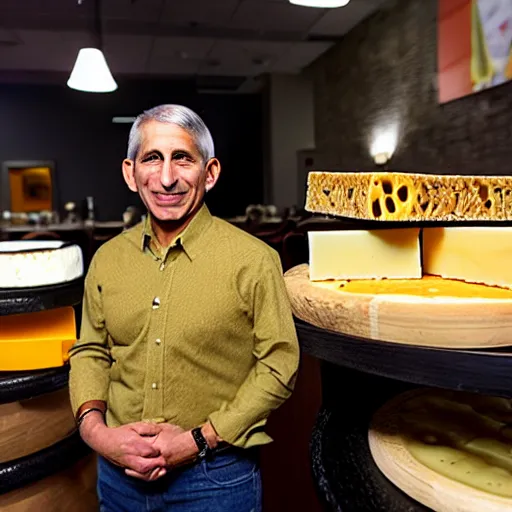 Prompt: uhd anthony fauci made entirely of cheeses