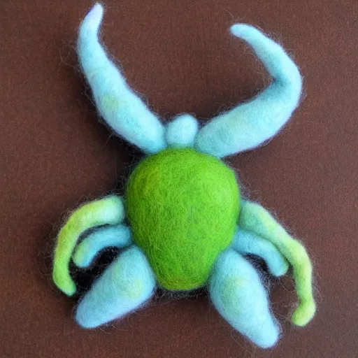 Image similar to a needle felted crab, needle felting art.