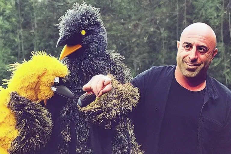 Image similar to “ big bird as a guest on joe rogan experience ”