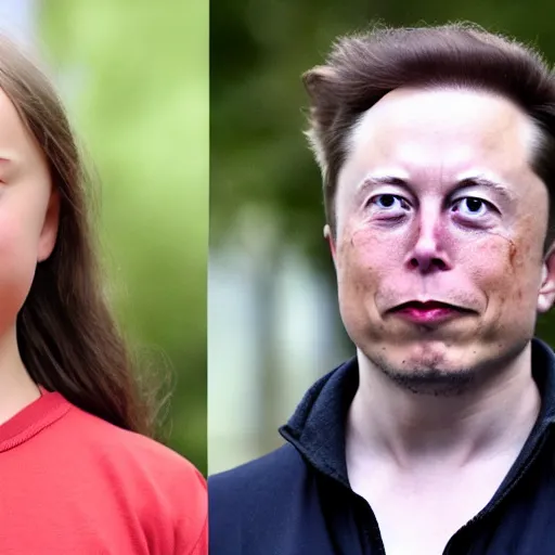 Image similar to Greta Thunberg with Elon's face