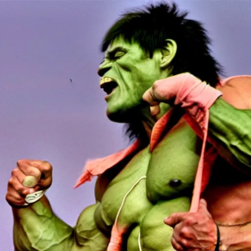 Image similar to hulk performing at woodstock