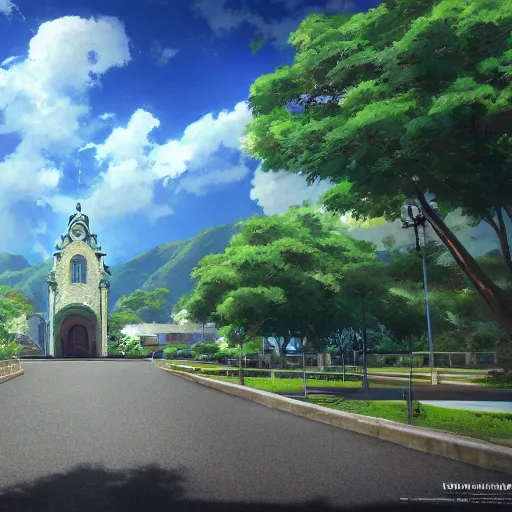 Image similar to Universidad del Quindio, Artwork by Makoto Shinkai, 8k, official media, wallpaper, hd