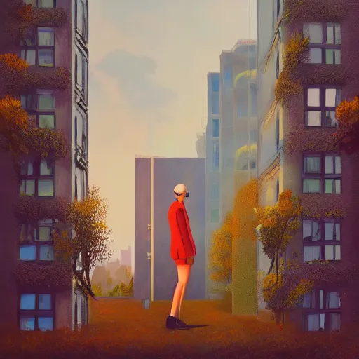 Image similar to huge flower as head, woman in suit standing by tall windows, modernist luxury apartment, surreal photography, sunlight, impressionist painting, digital painting, artstation, simon stalenhag