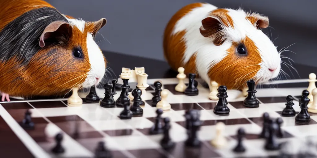 Image similar to a guinea pig playing chess