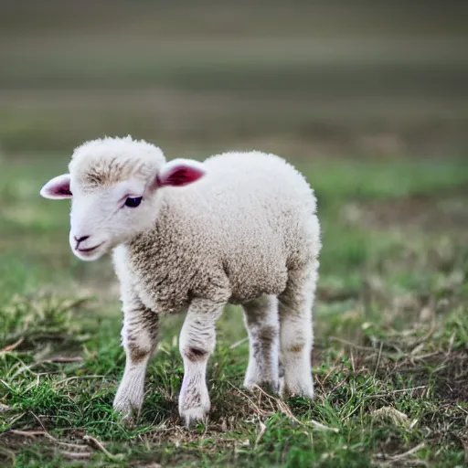 Image similar to baby lamb in a green field, photography,